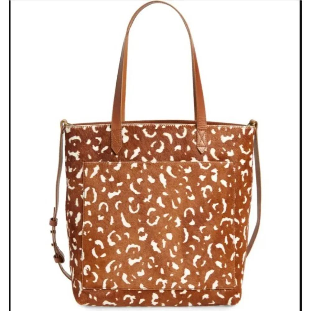 MADEWELL Calf Hair Medium Transport Tote Pecan NEW - Picture 3 of 10